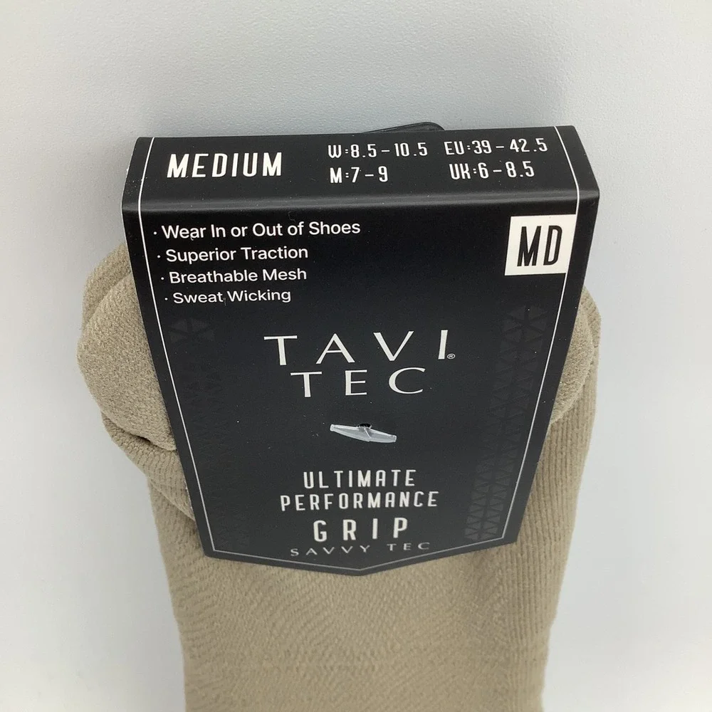 Tavi Tec Savvy Tec Ultimate Performance‎ Grip Socks Size Medium Shitake Tan New